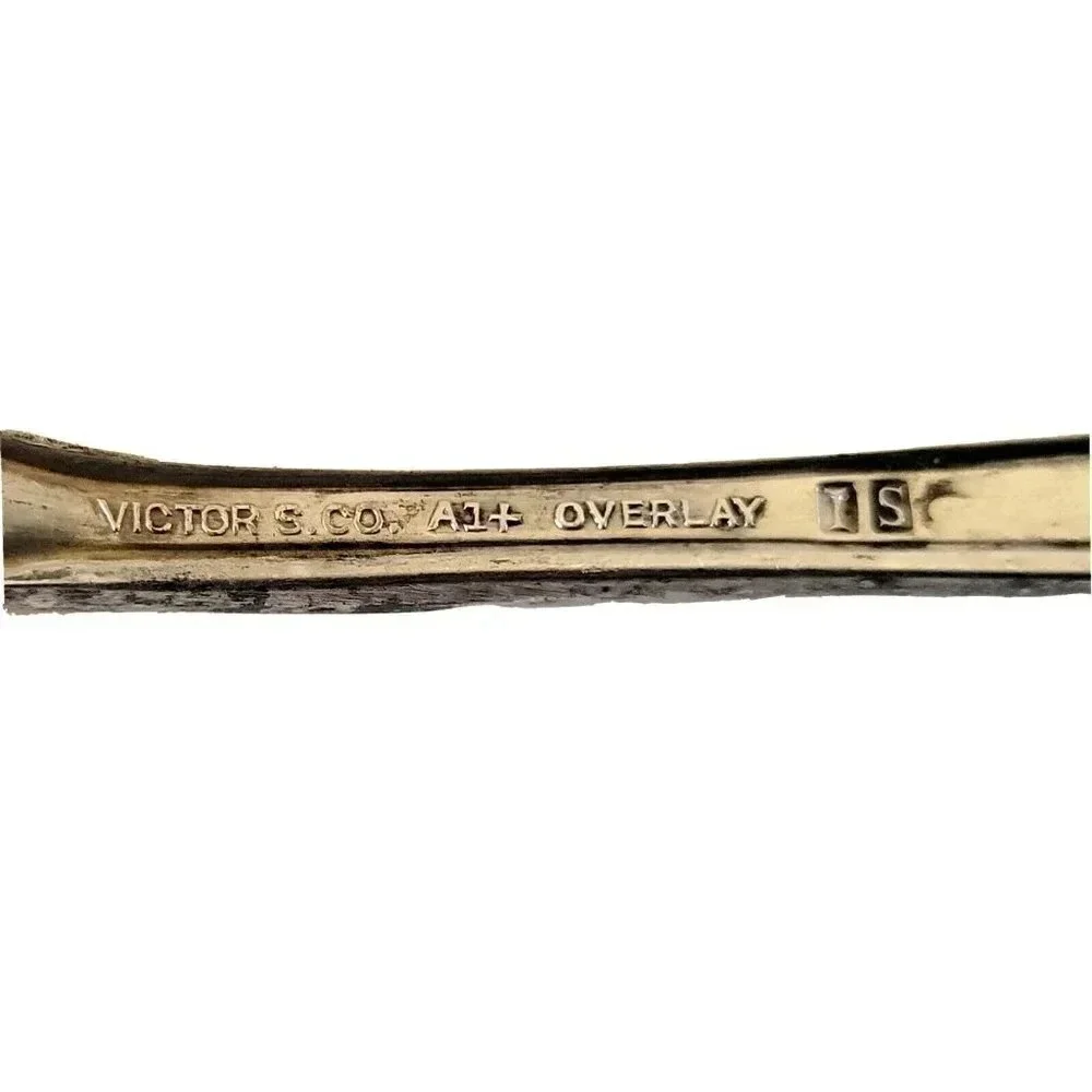 Victor S. Co. A1 + Overlay IS Spoon Teaspoon 6” Vintage Silverplate 28g